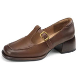 Small Leather Shoes Women's Design Sense Small Heel Thick Heel Women's Shoes 2024 Autumn French Retro Brown Light Mouth Single