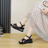Out Buckle Sandals Women 2023 Summer New Dew Toe Casual Retro Flat Roman Sandals Women's