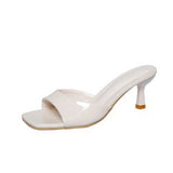 Leather High And Cool Slippers Women In The Summer Of 2025 New Fairy Wind Square Fine And External Wearing Large Women's