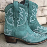 Winter Casual Western Cowboy Ankle Boots Women Snake Leather Cowgirl Booties Short Cossacks botas High Heels