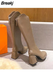 Women Boots High Heels Female Shoes Boots-Women Round Toe Stiletto Mid Calf Rock Ladies Rubber Summer 2023