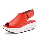 5 Styles Summer Women Sandals Platform Wedges Sandals Leather Swing Peep Toe Casual Shoes Women Walk Shoes Flats Size