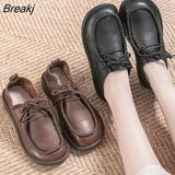 100% Genuine Leather Shoes Woman Flat Shoes 2022 Large Size Autumn Shoes Comfort Soft Sole Non-slip Flats