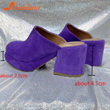 Fashion Brand Women Slippers 2023 Chunky High Heels Suede Platform Sandals European Style Office Daily Lady Sandals