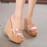 New Summer Transparent Platform Wedges Sandals Women Fashion High Heels Female