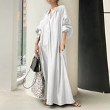 Elegant Solid Shirt Dress Women's Spring Sundress 2022 ZANZEA Casual Lantern Sleeve Maxi Vestidos Female V Neck