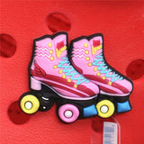 Cute Pink Roller Skates Motorcycle Shoes Decoration Accessories Jibz for Croc Charms for Shoes Bracelets Kids Gifts