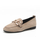 Breakj New Suede Fashion Metal Button Bean Shoes One Foot Pedal Lazy
