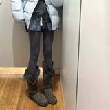 Breakj New Winter Plus Velvet Warm Shoes Long-Boel Cotton Boots Fur One Gray High-Crash Fur Snow Boots Women's