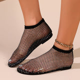 Breakj Summer New Round-Headed Sandals Hollow Net Red-Strowed Short Boots Summer Sexy Large-Size Flat