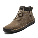 o'clock 2020 Quality Winter Men's Leather Boots Outdoor Comfortable Elastic Sock Male Shoes Casual High-Top Lace-up