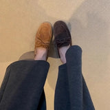 Breakj Lauded Shoes Women's 2025 Autumn And Winter Velvet Tweed Soft Bottom Plus Velvet Warm One-Legged Flat Sole Single