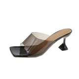 Clear High Heels New Summer Women Sandals Black PVC Jelly Crystal Heel Transparent Women Sandals Pumps Shoes Slippers