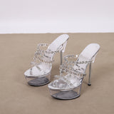 Breakj Tiangao Bar Model Walking Show Women's Transparent Crystal High-Heeled Sandals Fashion Party Sandals