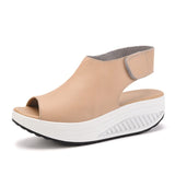 5 Styles Summer Women Sandals Platform Wedges Sandals Leather Swing Peep Toe Casual Shoes Women Walk Shoes Flats Size