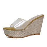 New Summer Fairy Wind High With Cool Slippers Female A Word With Transparent Slope With Cool Drag Outside Wear Korean Version Of Female