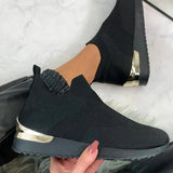 Shoes 2023 Breathable Mesh Platform Sneakers Solid Color Socks Shoes Tennis Casaual Sports Shoes Slip-On Zapatos