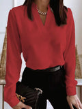 Women 2022 Spring Elegant V-Neck Blouse Popular Vintage Flowers Print Slim Shirt Autumn Office Ladies Fashion Long Sleeve