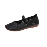 Breakj And South Korea Hollow Flat Bottom One-Word Buckle Shallow Single-Shoe Women Soft Bottom Carvings Breathable Lazy People Happy