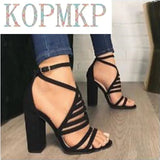 Gladiator Sandalias Mujer 2022 Women Sandals High Heels Strap Pumps Cut Buckle Strap Shoes Fashion Summer Ladies Shoes
