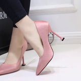 New Fashion Spring and Autumn Temperament Solid Color Belt Heel Shoes All-match High-heeled Pointed Toe Shallow