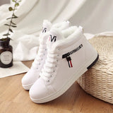 Winter Boots Women Ankle Boots Warm PU Plush Winter Woman Shoes Sneakers Flats Lace Up Short Snow Boots Botas De
