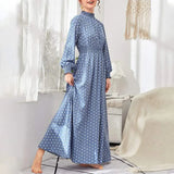 Spring Bohemian Beach Part Dress ZANZEA Women Long Sleeve O Neck Printed Polka Dots Robe Loose Casual Vestidos Kaftan