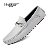 Loafers Men's Handmade Leather Shoes Casual Lazy Flat Driving Shoes High Quality Moccasin Boat Shoes Large Size