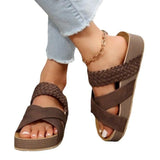 Breakj Casual Cool Drag Women's Shoes 2025 New Flat-Bottomed Thick-Bottomed Cross-Woven Solid