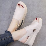 Thick-soled Wedge Sandals Women 2022 New Summer High-heeled Fish Mouth Women's Shoes Soft Leather High Platform Shoes