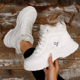 Breakj New 2025 Autumn And Winter Korean Version Of Women's Color And Velvet To Help Snow Boots Cotton Shoes To Increase Leisure And