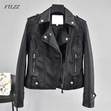 New Spring Autumn Women Short Faux Leather Jacket Slim Fashion Punk Outwear Motorcycle Leather Jackets Casual PU