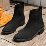 Lady Knitted Boots 2025 Autumn And Winter New Breathable Knitted Elastic Boots Tip And Sleeve Short