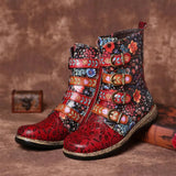 Boots Woman Shoes Western Cowboy Style Europe and Handsome Retro Small Ladies Floral Boots Winter Boots