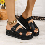Breakj New Large-Size Slippers Women's Thick-Bottomed Buckle Solid Color Casual Cold