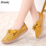 New Moccasins Women Flats Autumn Woman Loafers Genuine Leather Female Shoes Slip On Ballet Bowtie Women's Shoe Size