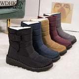 New Winter High-top Plush Boots Water Proof Hook & Loop Plus Velvet Women's Shoes Long Tube Outdoor Snow