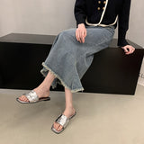 Toe Women's Slippers Summer Plus Size Female Shoes Concise Open Toe Flat Slippers for Women Outdoor Casual Ladies