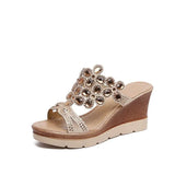 Slippers Crystal Wedges Slides For Women High Heels Fashion Summer Beach Shoes 2020 Female Platform Sandalias