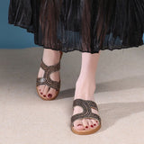 Breakj Women 2025 Spring And Summer New Fashion Water Drill Slope And Cool Slippers Thick Bottom Roman