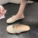 Half Slippers Female Spring Outside Wear 2024 New Flat Bottom Lazy Leisure Versatile Retro Gentle Fairy Wind Cool