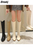 Flat Boots Shoes Sexy Thigh High Heels High Sexy Winter Footwear Round Toe Boots-Women Low Rubber Over-the-Knee Autumn