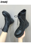 Women Boots Shoes Women's Boots 2023 Winter With Plush Woman Boots 5cm Heel Lace UP Zip Pointed Toe Plus Size 41 42