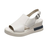 Thick-soled Wedge Sandals Women 2022 New Summer High-heeled Fish Mouth Women's Shoes Soft Leather High Platform Shoes