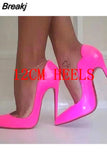 Curl Upper Women Patent Pointed Toe Stiletto High Heels Sexy Ladies Party Dress Shoes Club Dance Pumps Plus