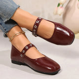 Breakj And Autumn 2025 New Mary Jane French Round Head Flat Bottom Wearing A Word Buckle Buckle Women's Single