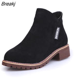 Women's Boots Fashion Solid Side Zip Low Heel Ankle Boots Outdoor Comfortable Non-Slip Casual Chelsea Boots Bota