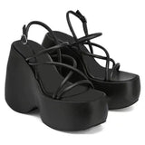 Goth Chunky Platform Sandals Women Fashion Wedges High Heel Gladiator Sandals Woman Plus Size 43 Summer Shoes