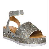 Fashion Rhinestone Wedge Sandals Ladies Summer 2023 High Heels Platform Shoes Women's Platform Sandals Zapatos Mujer