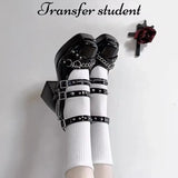 New Thick Sole Mary Jane High Heels Ladies Metal Chain Buckle Gothic Black Punk Cosplay Fashion Casual Street High